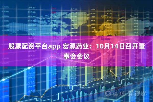 股票配资平台app 宏源药业：10月14日召开董事会会议